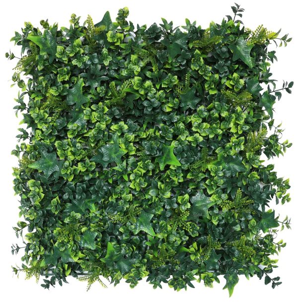 Siepe artificiale, Parete Verticale artificiale - Mix Green in pannelli di plastica componibili da cm. 100x100