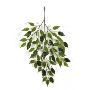 Ramo Ficus Artificiale Benjamin verde con 65 foglie. Struttura modulabile foglie in poliestere lavabile antipolvere
