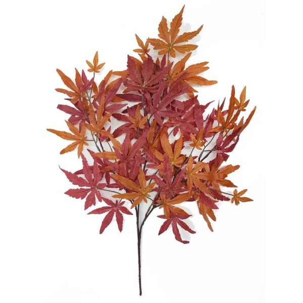 Ramo Acero Artificiale Rosso, con 54 foglie cm. 55