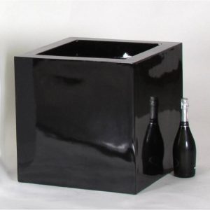 Vaso Cubo Quadro Laccato Lucido Nero