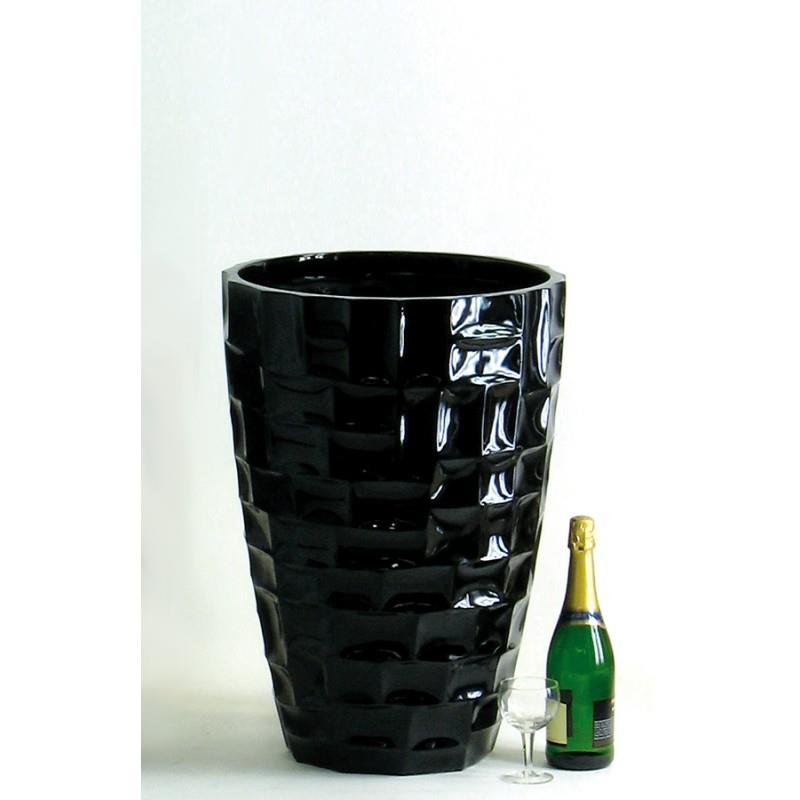 Vaso Tondo Laccato Lucido Nero Mosaico - Verdevip